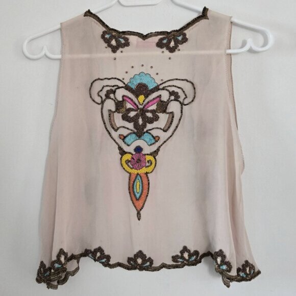 Matthew Williamson Vintage Designer Blue Shurg Vest Beaded Top‎ Medium b135 - Picture 6 of 6